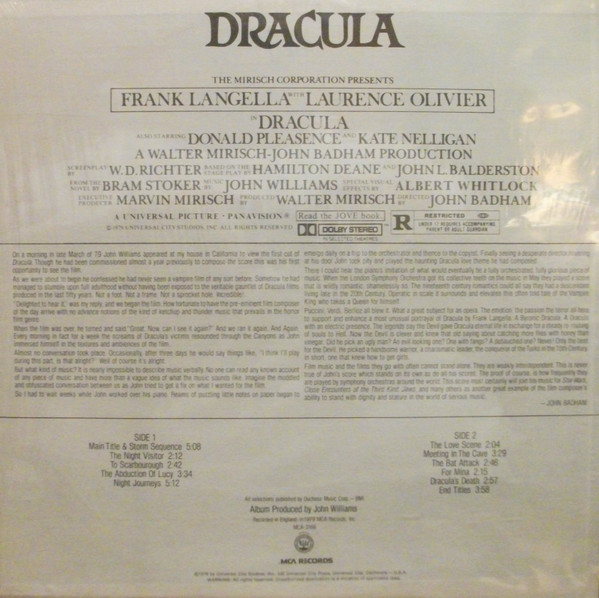 John Williams (4) - Dracula (Original Motion Picture Soundtrack) (LP, Album, Glo) (Near Mint (NM or M-)) - Imagem 2